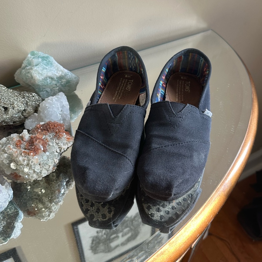 Toms Black Canvas Slip-On Loafers
